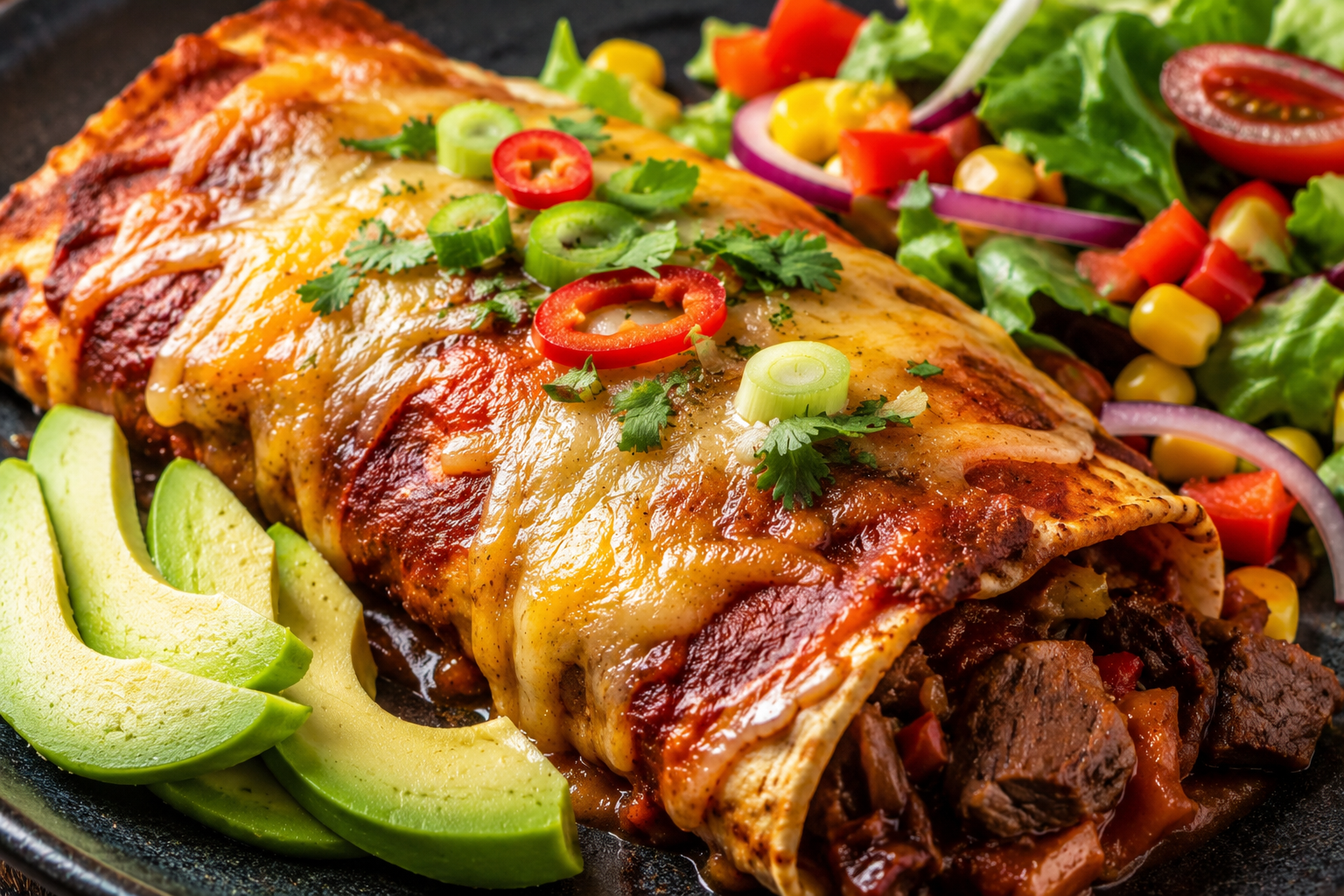 Schlossgarten Catering Enchilada Rindfleisch Gemüse Avocado