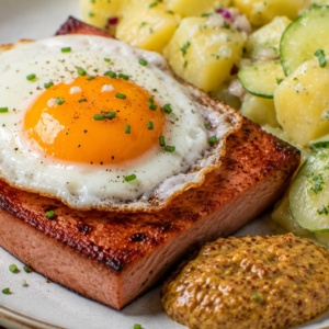 Schlossgarten Catering Fleischkäse Spiegelei Senf Gurken-Kartoffelsalat