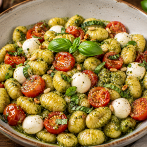Schlossgarten Catering Gnocchi Basilikumpesto Tomate Mozzarella