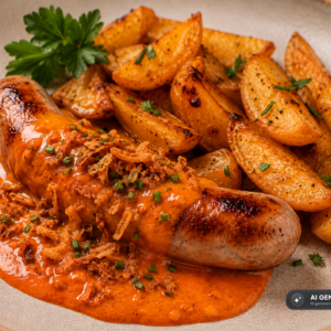Schlossgarten Catering Currywurst Röstzwiebel Kartoffelwedges