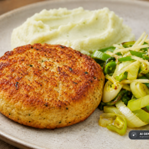 Schlossgarten Catering Fischfrikadelle Lauch Kartoffelstampf