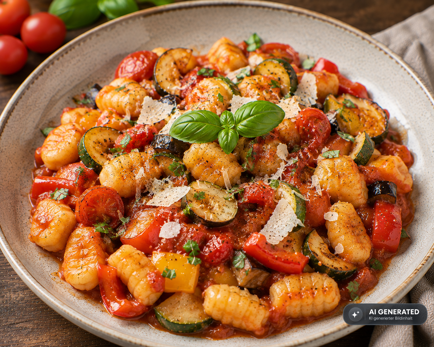 Schlossgarten Catering Gnocchi Gemüse Tomatensauce Schlossgarten Catering Gnocchi Gemüse Tomatensauce