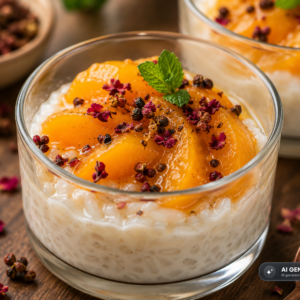 Schlossgarten Catering Milchreis Pfirsich Szechuanpfeffer