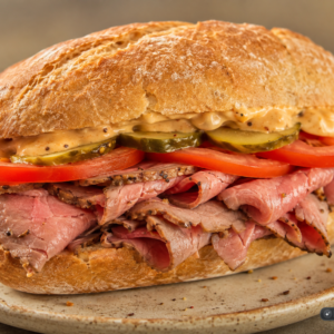 Schlossgarten Catering Roastbeef Sandwich Chipotle Gurke Tomate