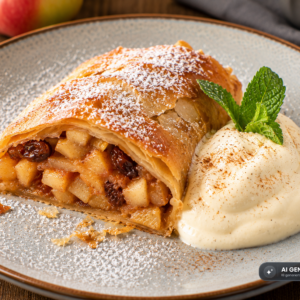 Schlossgarten Catering Apfelstrudel Vanilletopfen