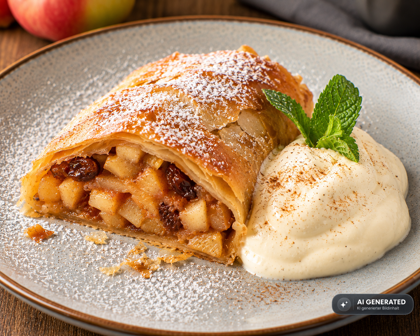 Schlossgarten Catering Apfelstrudel Vanilletopfen Schlossgarten Catering Apfelstrudel Vanilletopfen