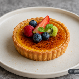 Schlossgarten Catering Crème-Brûlée-Tarte Beeren Minze