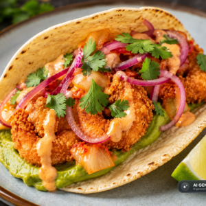 Schlossgarten Catering Garnelen Tacco Avocado Rote Zwiebel Koriander Zitrone