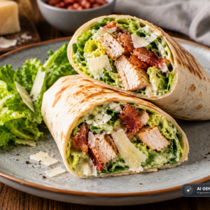 Schlossgarten Catering Gegrillter Caesar Hähnchen Wrap Bacon