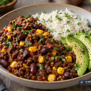 Schlossgarten Catering Mexican Style Hackfleisch Bohnen Mais Avocado Reis