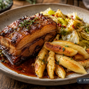 Schlossgarten Catering Schweinebauch Spitzkohl Schupfnudeln