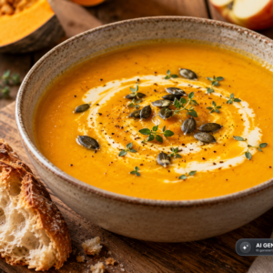 Schlossgarten Catering Apfel-Kürbissuppe Brot