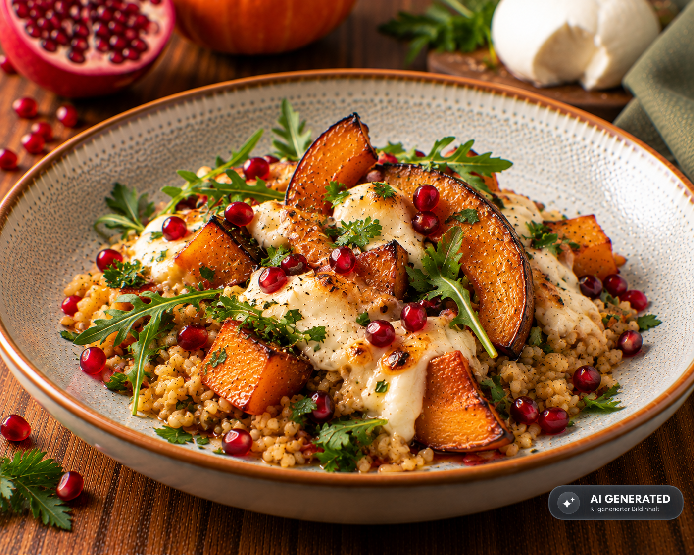 Schlossgarten Catering Herbstlich Kürbis Bulgur Bowl Mozzarella Granatapfel Schlossgarten Catering Herbstlich Kürbis Bulgur Bowl Mozzarella Granatapfel