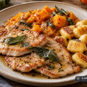 Schlossgarten Catering Scaloppine Salbeibutter Kürbis Gnocchi